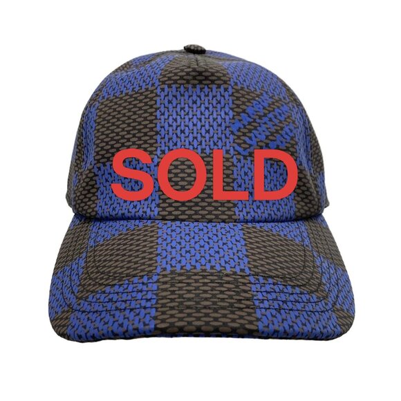 LOUIS VUITTON Damier Pop Cap Navy Brown Black - Hat Cotton 743-070525 - Picture 1 of 7